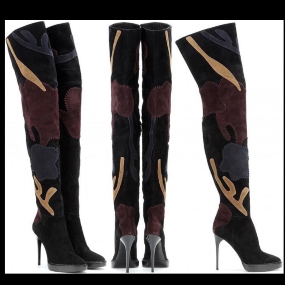 Burberry Over the Knee Boots - Black and Brown